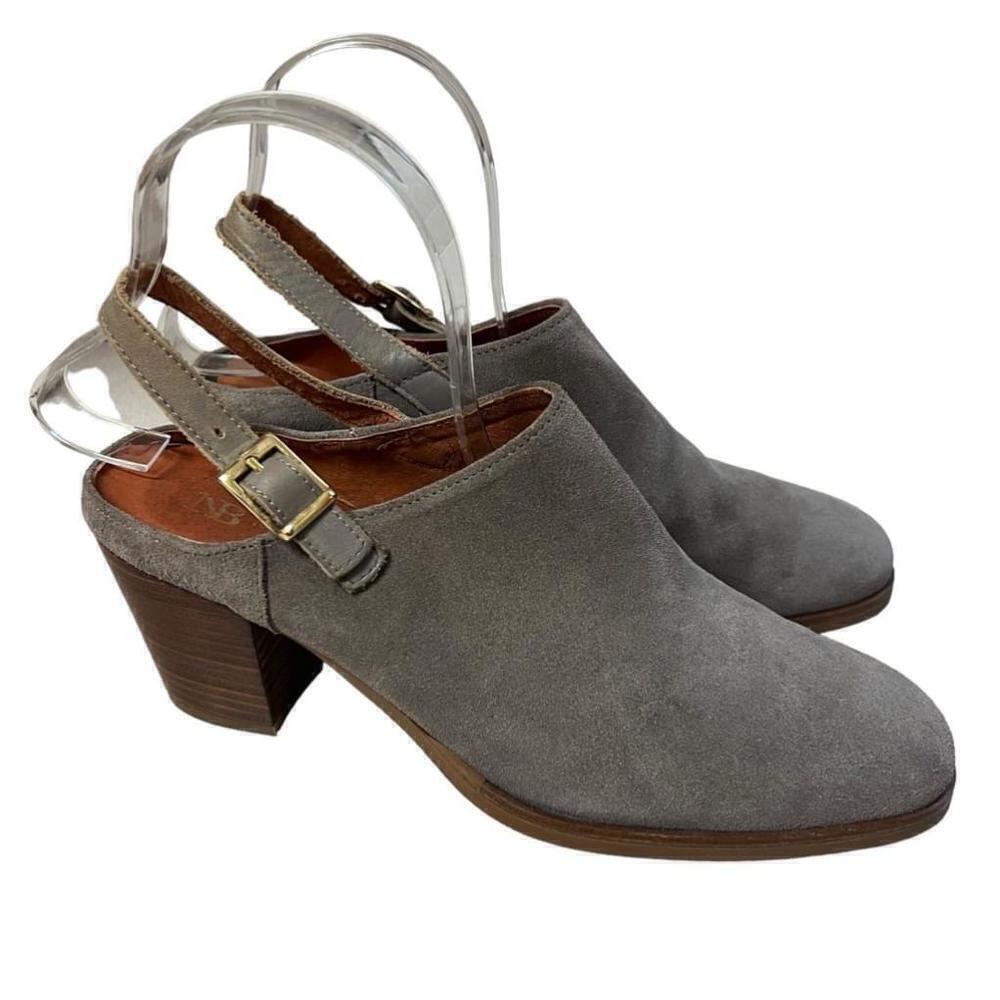 NATALIA BLANCO Women’s Grey Suede Buckle Strap Booties Made in Spain, Size 9.5